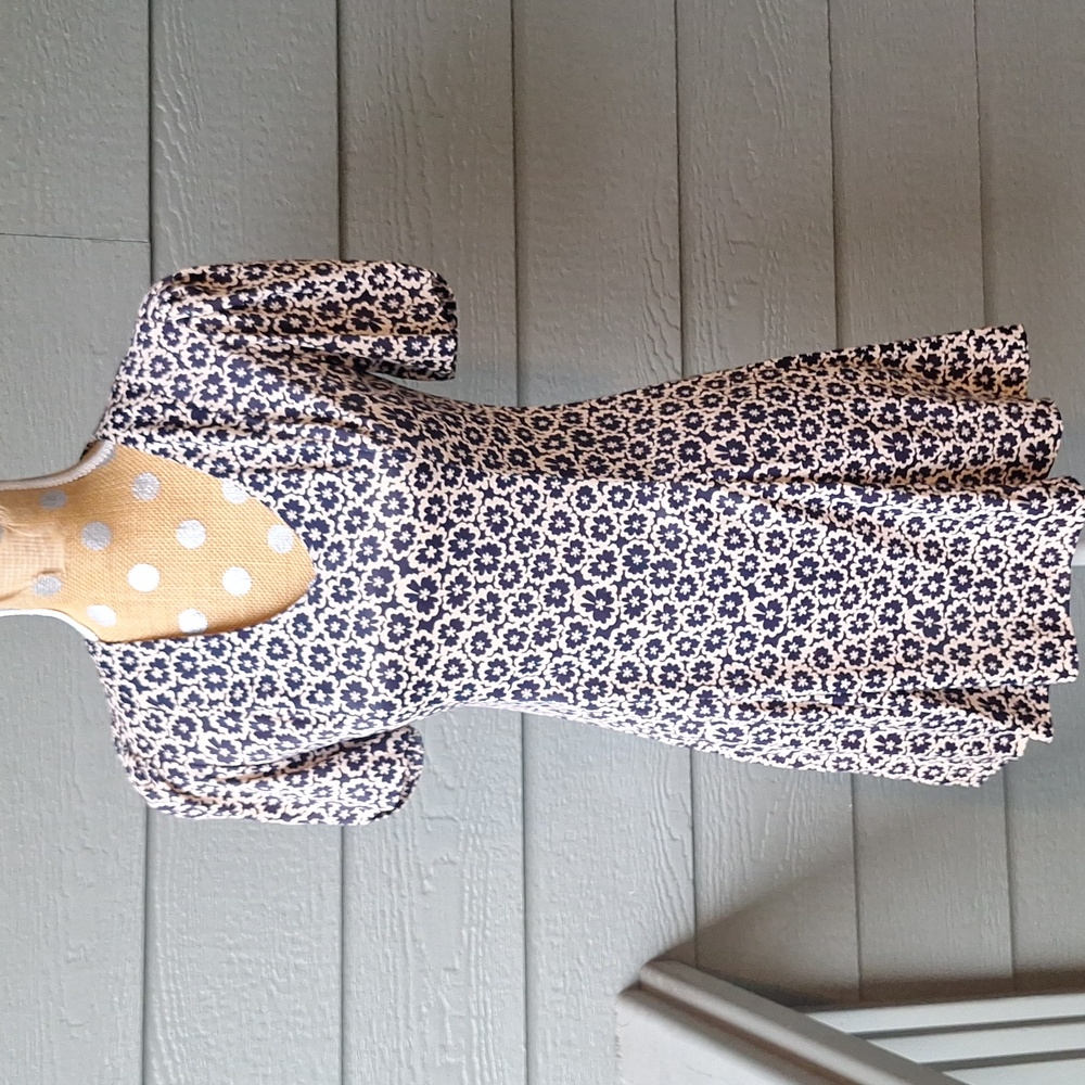 Vintage 60s Corky Craig California Floral Mini Dress Navy Blue & Cream Size S/M